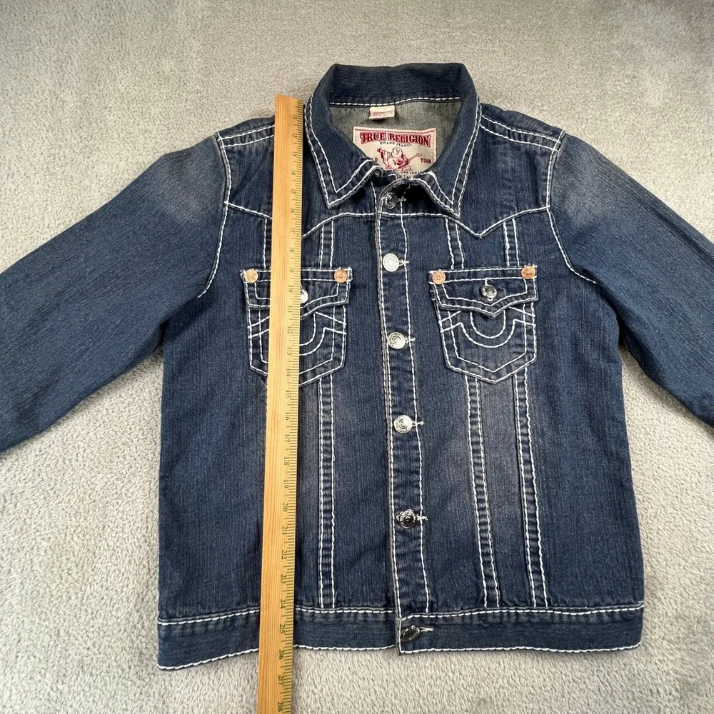 True Religion Denim Jacket Mens 3XL Blue‎ Joey Super T Big Stitch Western Y2K